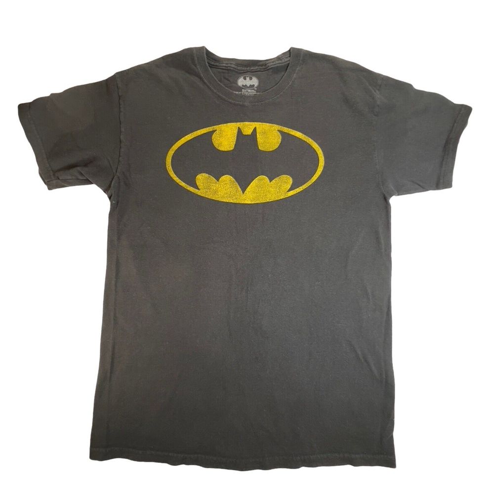 Batman Men’s Black Short sleeve T-Shirt Logo‎ Front Size Medium 100% Cotton